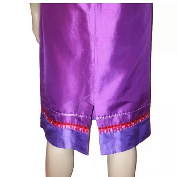 Vintage Jillian Jones Purple Silk Beaded Cocktail Dress Sleeveless Zip Back - Picture 5 of 13